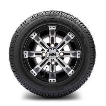 MODZ® 10" Tempest Machined Black Wheels & Street Tires Combo (Arisun Cruze 205/50-10)