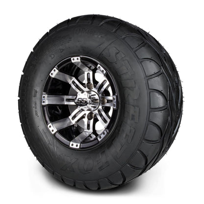 MODZ® 10" Tempest Machined Black Wheels & Street Tires Combo (MODZ Street Fox Radial 22x11-10)