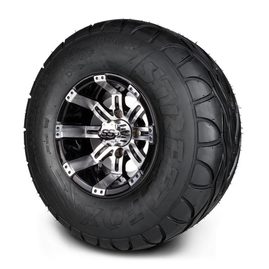 MODZ® 10" Tempest Machined Black Wheels & Street Tires Combo (MODZ Street Fox Radial 22x11-10)