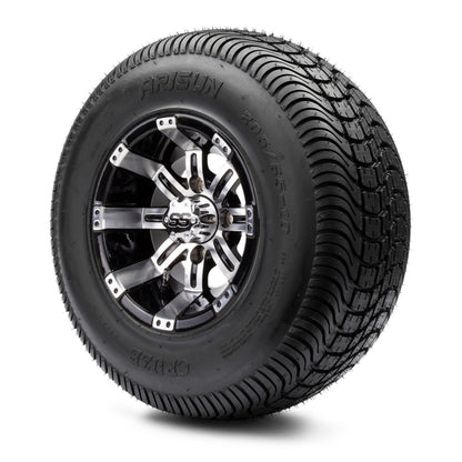 MODZ® 10" Tempest Machined Black Wheels & Street Tires Combo (Arisun Cruze 205/65-10)