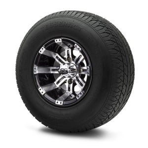 MODZ® 10" Tempest Machined Black Wheels & Street Tires Combo (Odyssey Tesseract Steel-Belted Radial 205/65-R10)