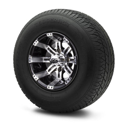 MODZ® 10" Tempest Machined Black Wheels & Street Tires Combo (Odyssey Tesseract Steel-Belted Radial 205/65-R10)