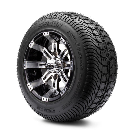 MODZ® 10" Tempest Machined Black Wheels & Street Tires Combo (Arisun Cruze 205/50-10)