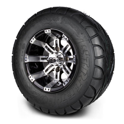 MODZ® 10" Tempest Machined Black Wheels & Street Tires Combo (MODZ Street Fox Radial 20x10-10)