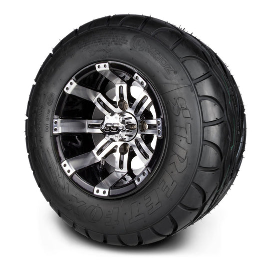 MODZ® 10" Tempest Machined Black Wheels & Street Tires Combo (MODZ Street Fox Radial 20x10-10)
