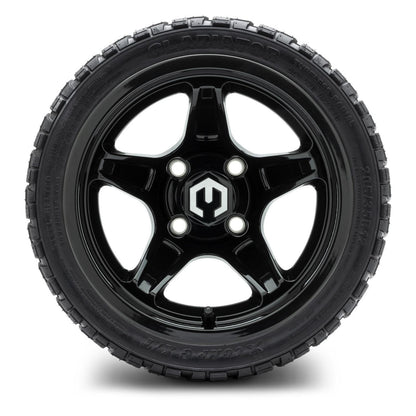 MODZ® 12" Drift Glossy Black Wheels & Off-Road Tires Combo (Xcomp Gladiator Radial 215/40R-12)