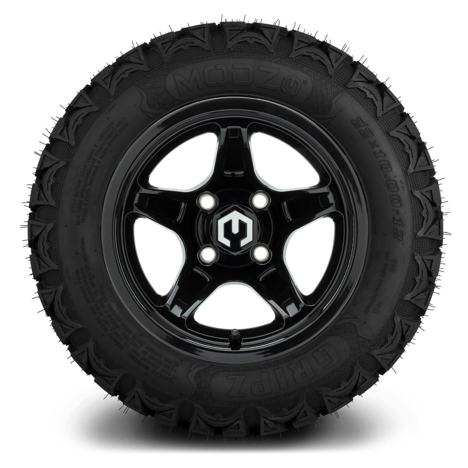MODZ® 12" Drift Glossy Black Wheels & Off-Road Tires Combo (MODZ Gripz 22x10-12)
