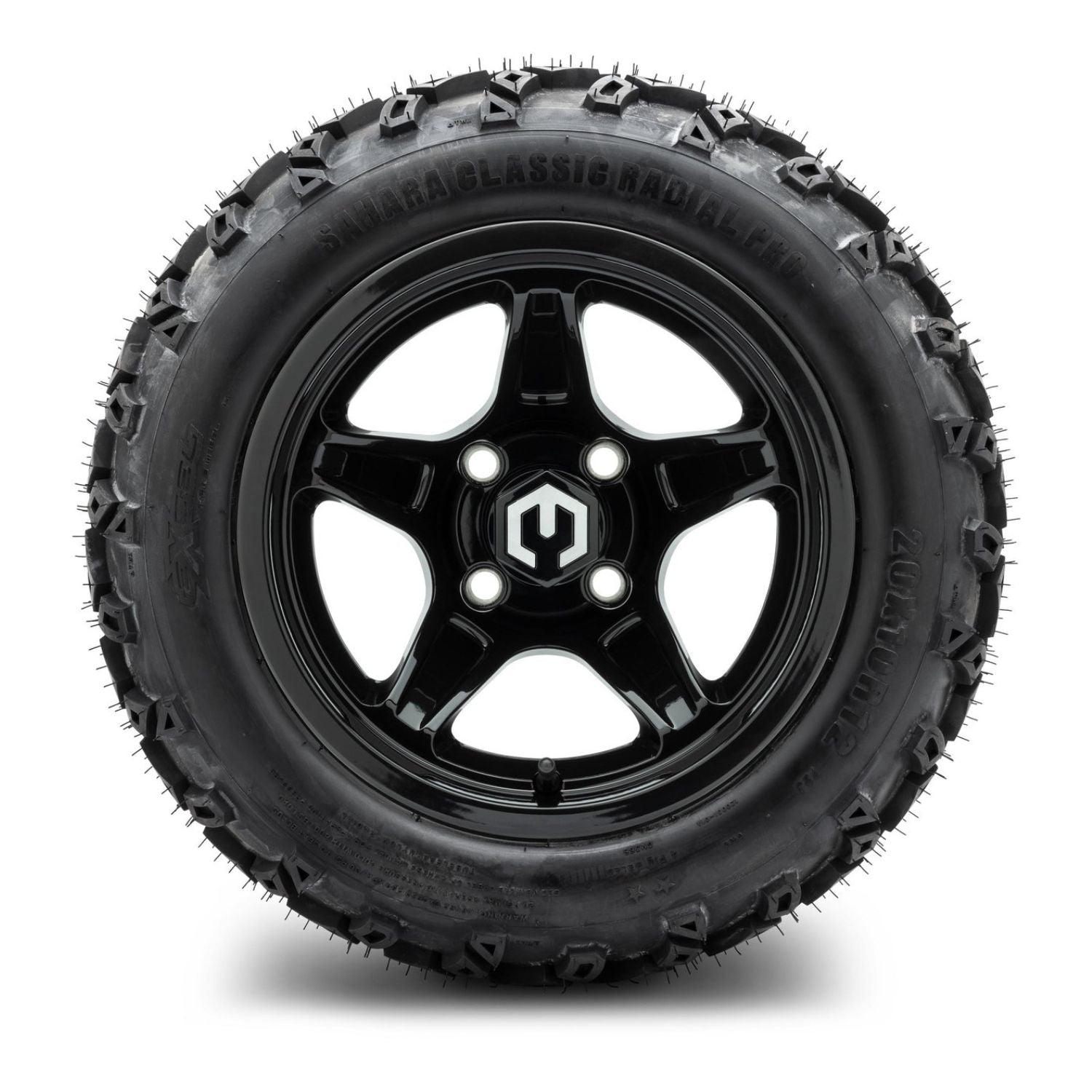 MODZ® 12" Drift Glossy Black Wheels & Off-Road Tires Combo (Xcomp Gladiator Radial 205/35R-12)