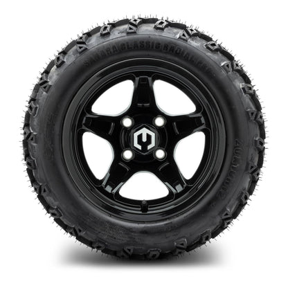 MODZ® 12" Drift Glossy Black Wheels & Off-Road Tires Combo (Xcomp Gladiator Radial 205/35R-12)
