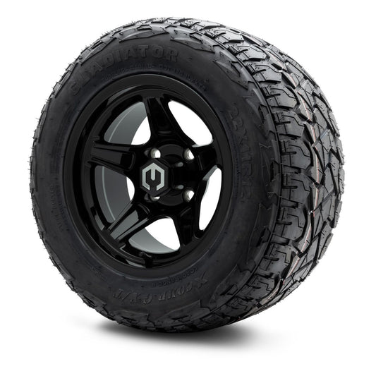 MODZ® 12" Drift Glossy Black Wheels & Off-Road Tires Combo (Xcomp Gladiator Radial 22x11R-12)