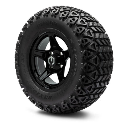 MODZ® 12" Drift Glossy Black Wheels & Off-Road Tires Combo (Arisun X-Trail All-Terrain 23x10.50-12)