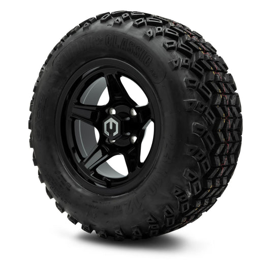 MODZ® 12" Drift Glossy Black Wheels & Off-Road Tires Combo (Sahara Classic 23x10-12)