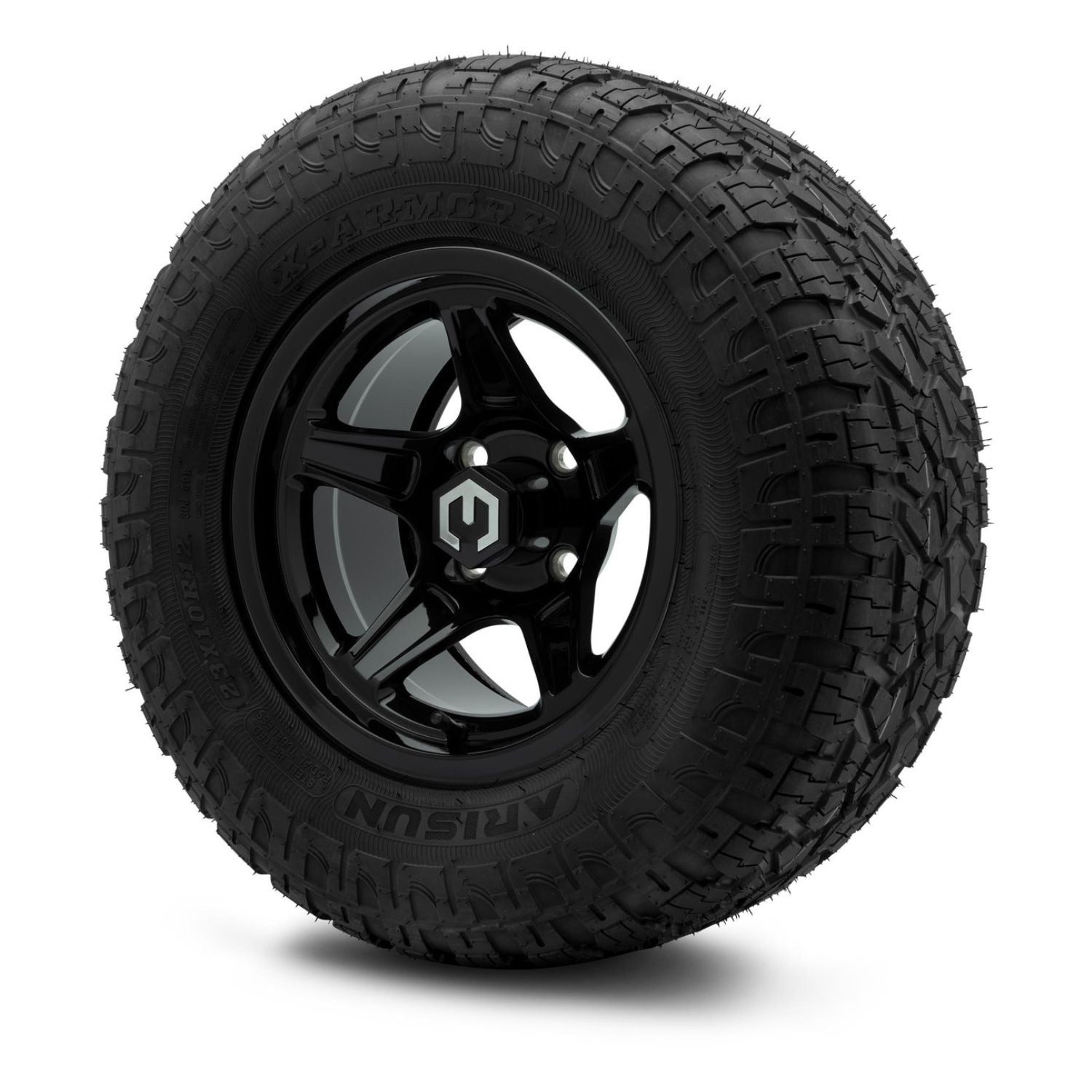 MODZ® 12" Drift Glossy Black Wheels & Off-Road Tires Combo (Arisun X-Armory Radial 23x10R-12)