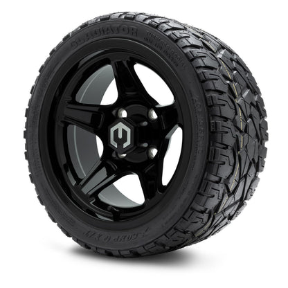 MODZ® 12" Drift Glossy Black Wheels & Off-Road Tires Combo (Xcomp Gladiator Radial 215/40R-12)