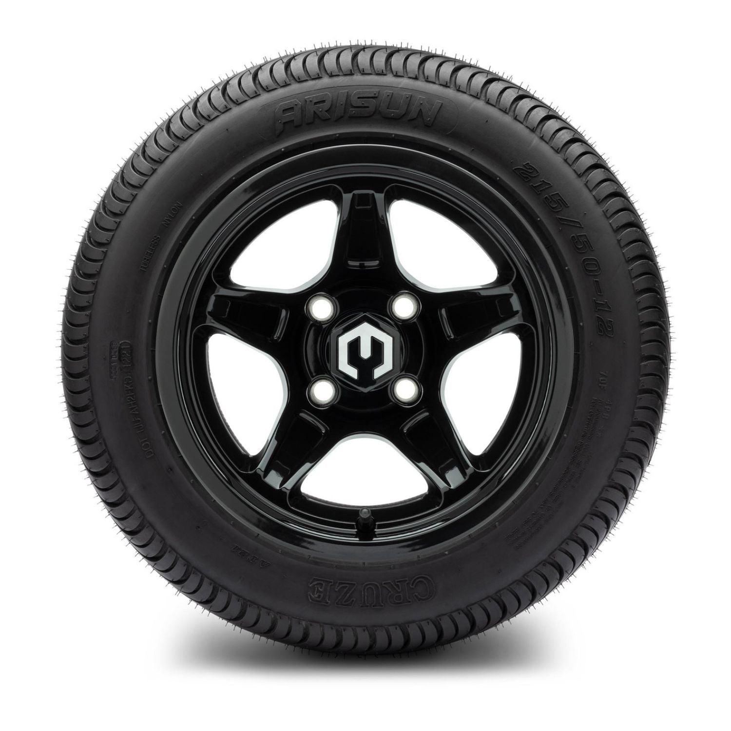 MODZ® 12" Drift Glossy Black Wheels & Street Tires Combo (Arisun Cruze 215/50-12)