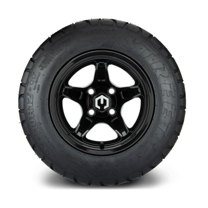MODZ® 12" Drift Glossy Black Wheels & Street Tires Combo (MODZ Street Fox Radial 23x10-12)