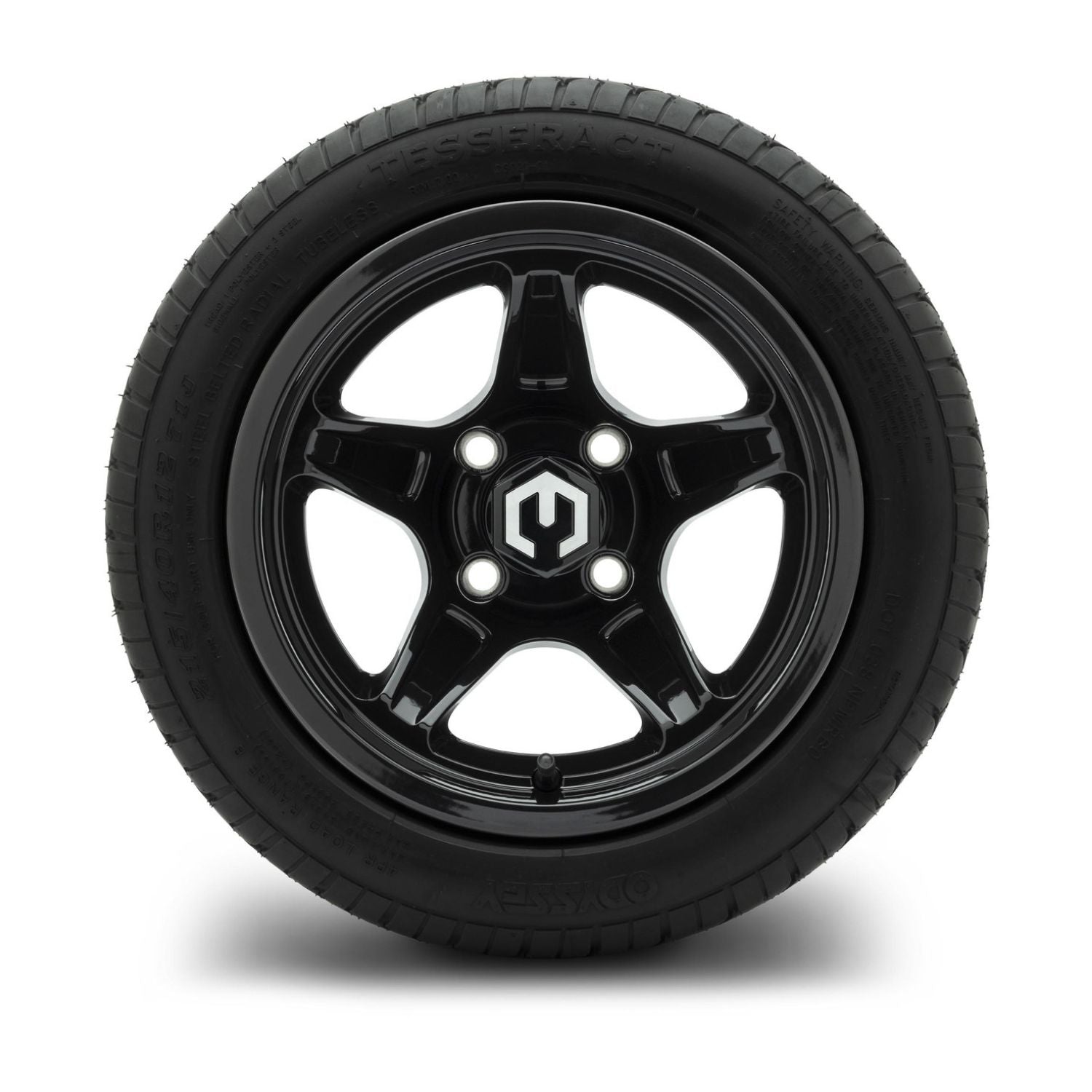 MODZ® 12" Drift Glossy Black Wheels & Street Tires Combo (Odyssey Tesseract Steel-Belted Radial 215/40-R12)