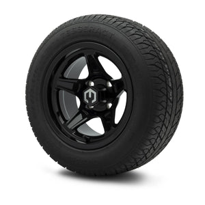 MODZ® 12" Drift Glossy Black Wheels & Street Tires Combo (Odyssey Tesseract Steel-Belted Radial 215/50-R12)