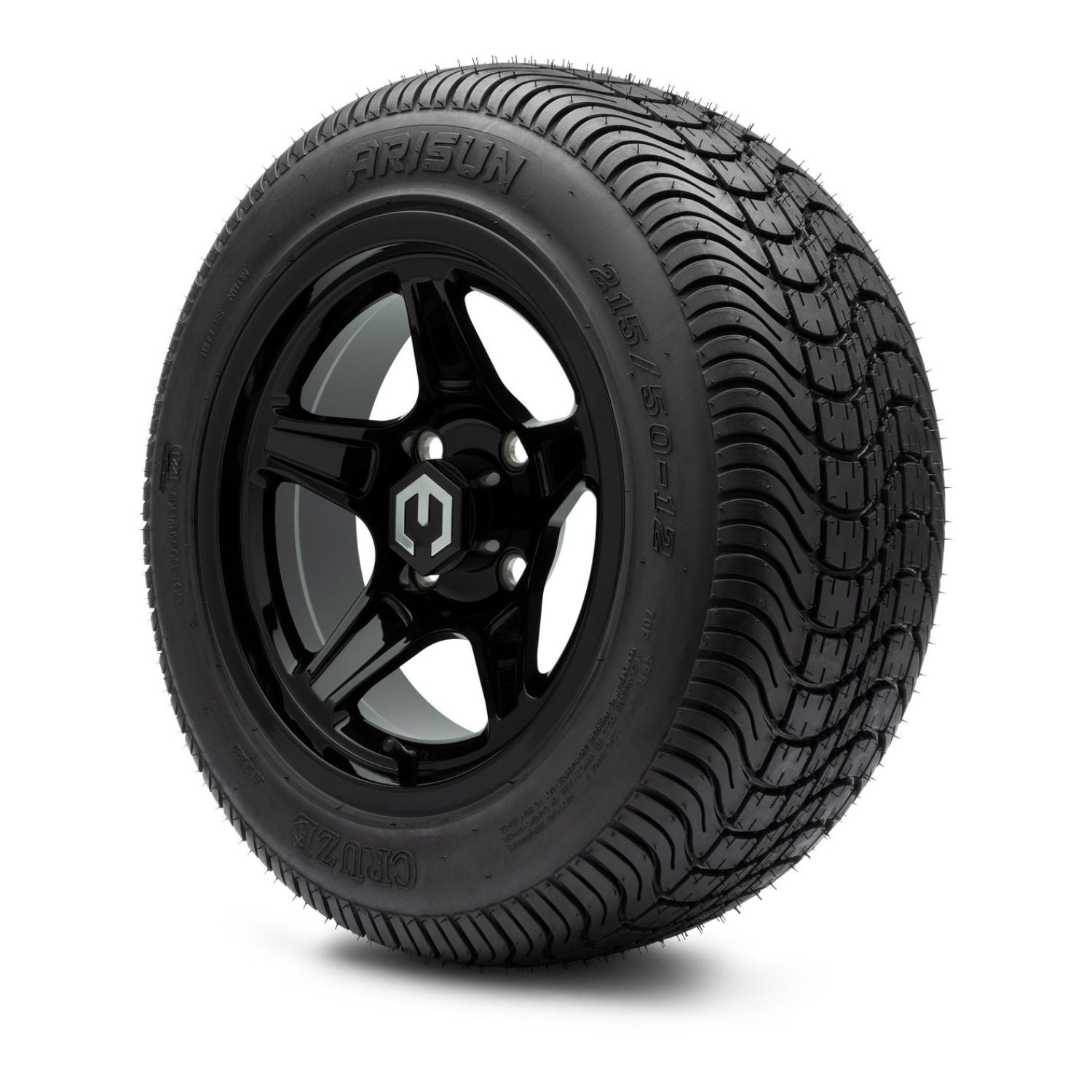MODZ® 12" Drift Glossy Black Wheels & Street Tires Combo (Arisun Cruze 215/50-12)