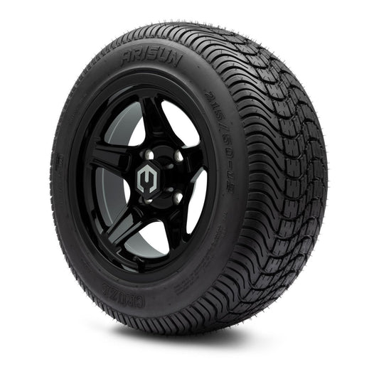 MODZ® 12" Drift Glossy Black Wheels & Street Tires Combo (Arisun Cruze 215/50-12)