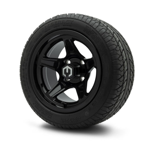 MODZ® 12" Drift Glossy Black Wheels & Street Tires Combo (Odyssey Tesseract Steel-Belted Radial 215/40-R12)