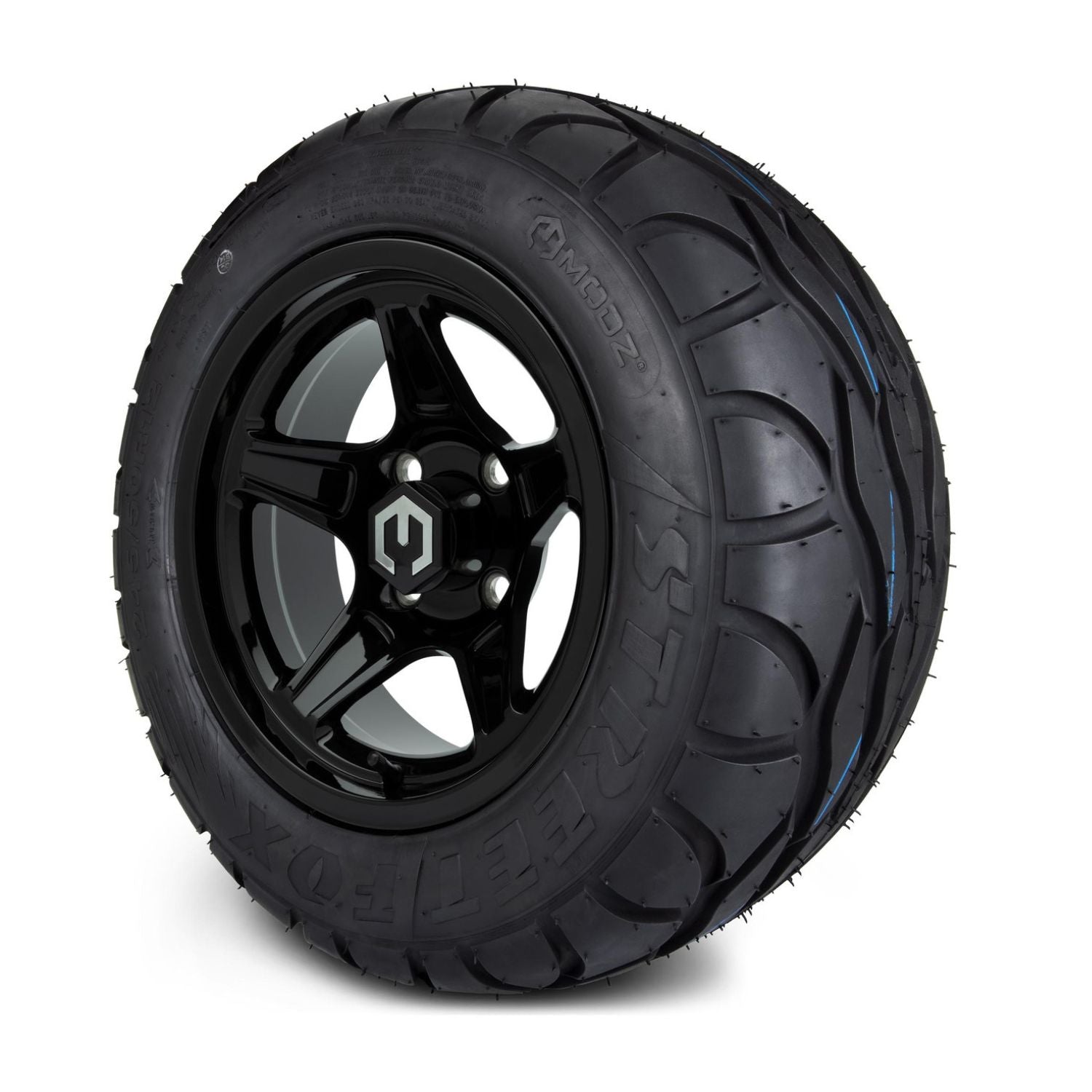 MODZ® 12" Drift Glossy Black Wheels & Street Tires Combo (MODZ Street Fox Radial 245/50-12)