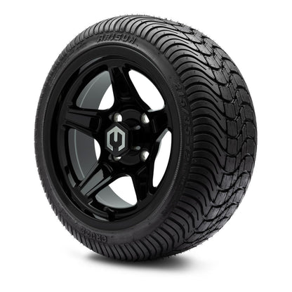 MODZ® 12" Drift Glossy Black Wheels & Street Tires Combo (Arisun Cruze 215/35-12)