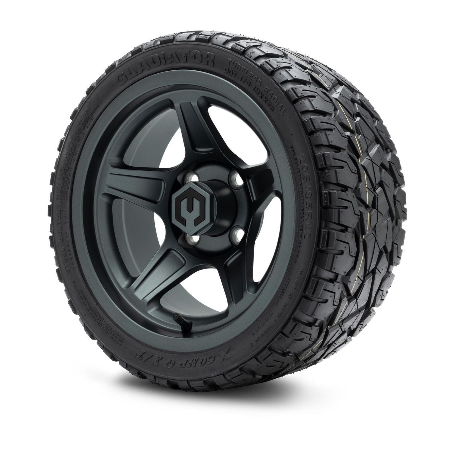 MODZ® 12" Drift Gunmetal Wheels & Off-Road Tires Combo (Xcomp Gladiator Radial 205/35R-12)