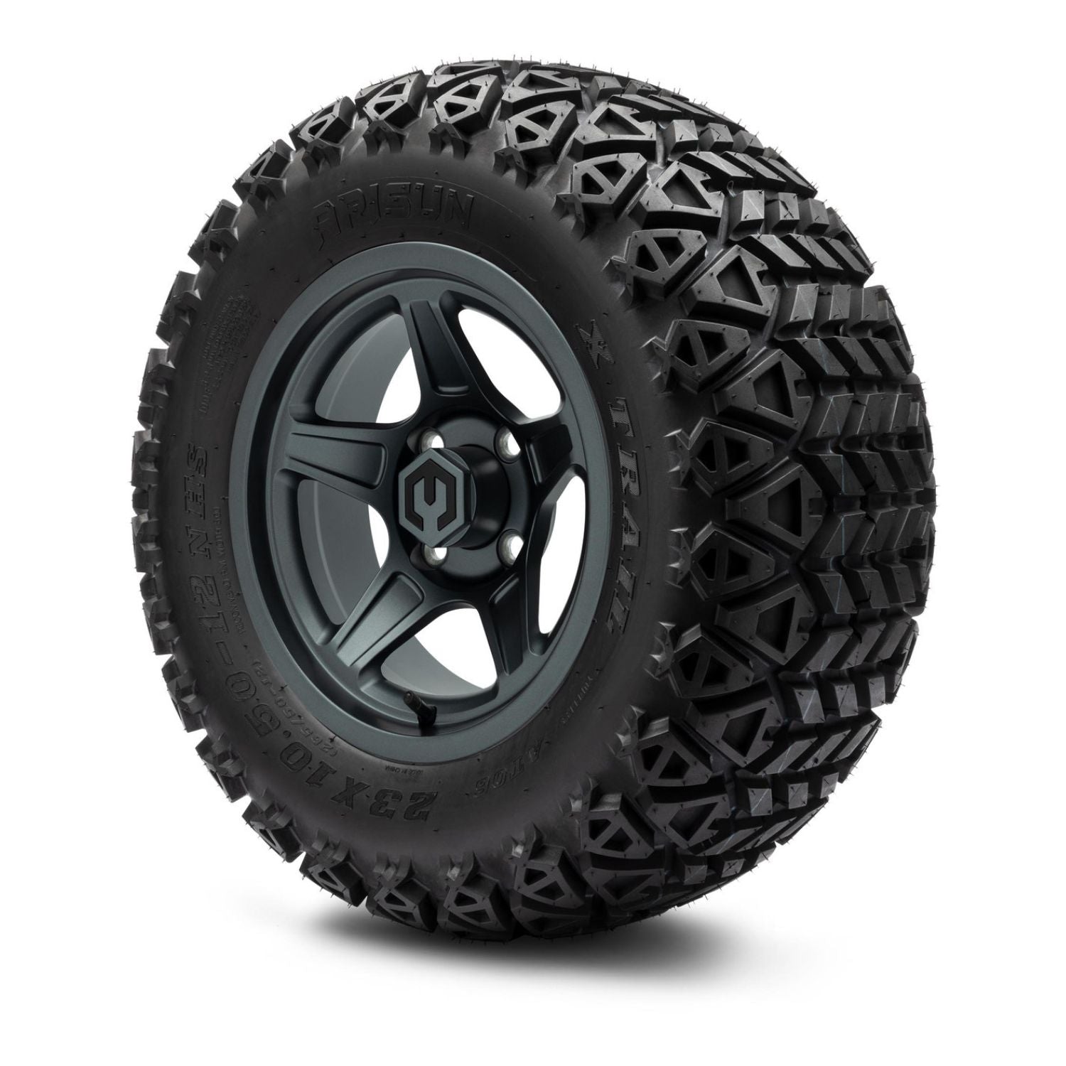 MODZ® 12" Drift Gunmetal Wheels & Off-Road Tires Combo (Arisun X-Trail All-Terrain 23x10.50-12)