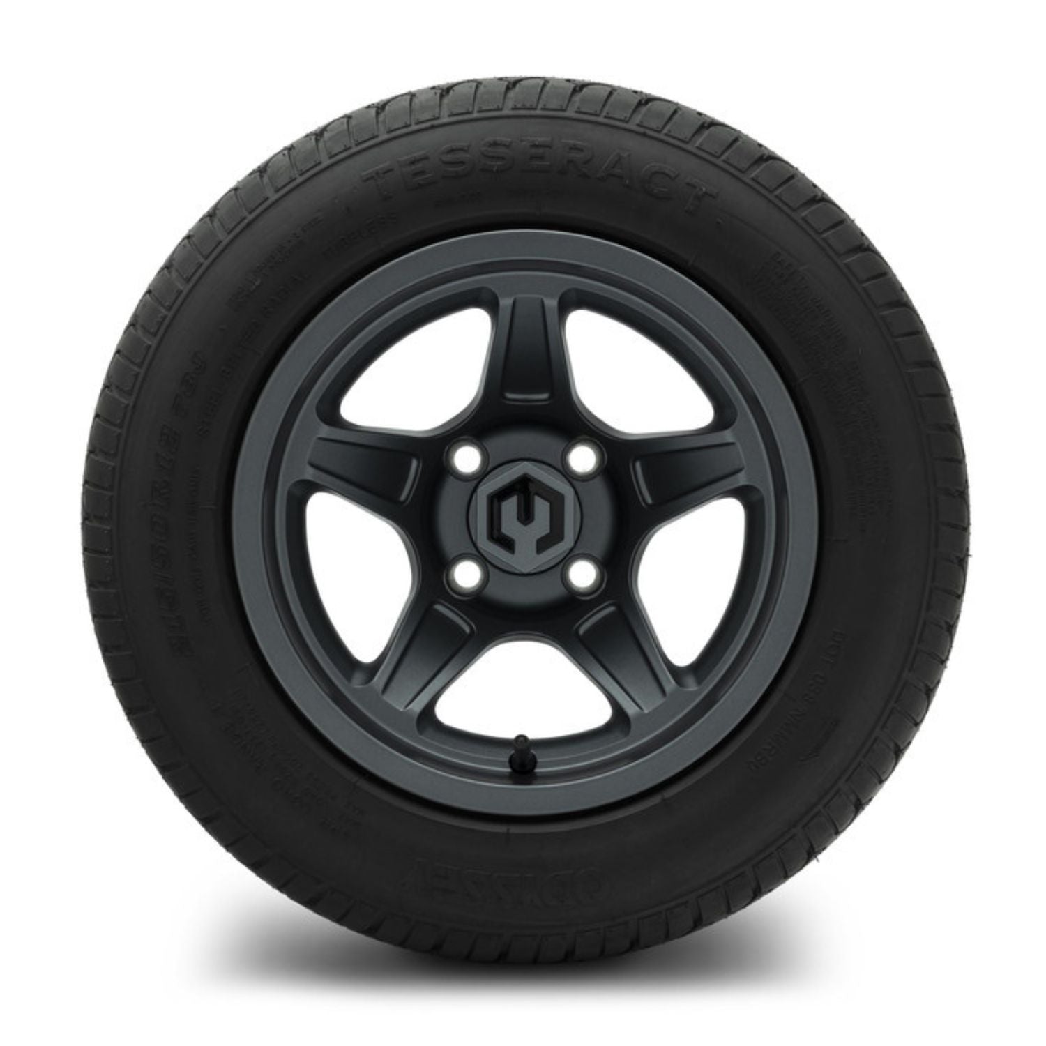 MODZ® 12" Drift Gunmetal Wheels & Street Tires Combo (Odyssey Tesseract Steel-Belted Radial 215/50-R12)