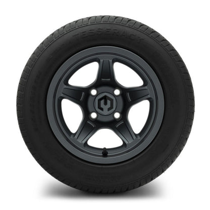 MODZ® 12" Drift Gunmetal Wheels & Street Tires Combo (Odyssey Tesseract Steel-Belted Radial 215/50-R12)