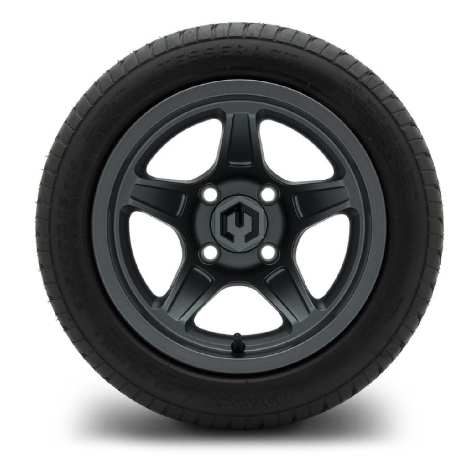 MODZ® 12" Drift Gunmetal Wheels & Street Tires Combo (Odyssey Tesseract Steel-Belted Radial 215/40-R12)
