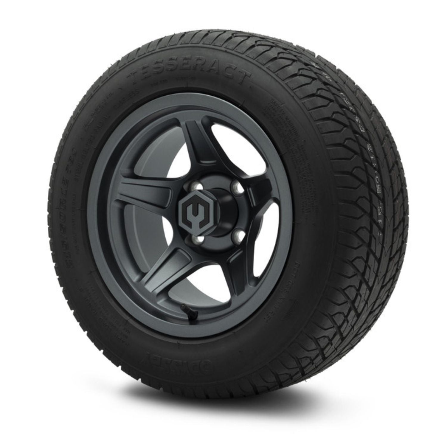 MODZ® 12" Drift Gunmetal Wheels & Street Tires Combo (Odyssey Tesseract Steel-Belted Radial 215/50-R12)
