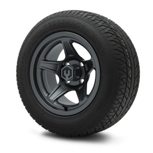 MODZ® 12" Drift Gunmetal Wheels & Street Tires Combo (Odyssey Tesseract Steel-Belted Radial 215/50-R12)