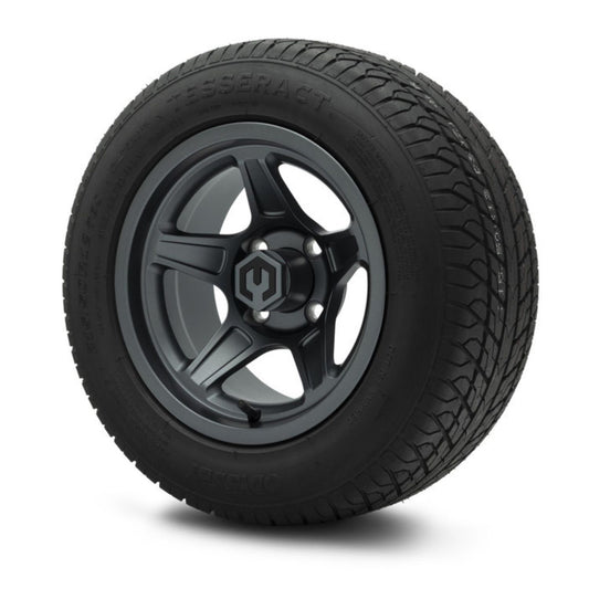 MODZ® 12" Drift Gunmetal Wheels & Street Tires Combo (Odyssey Tesseract Steel-Belted Radial 215/50-R12)