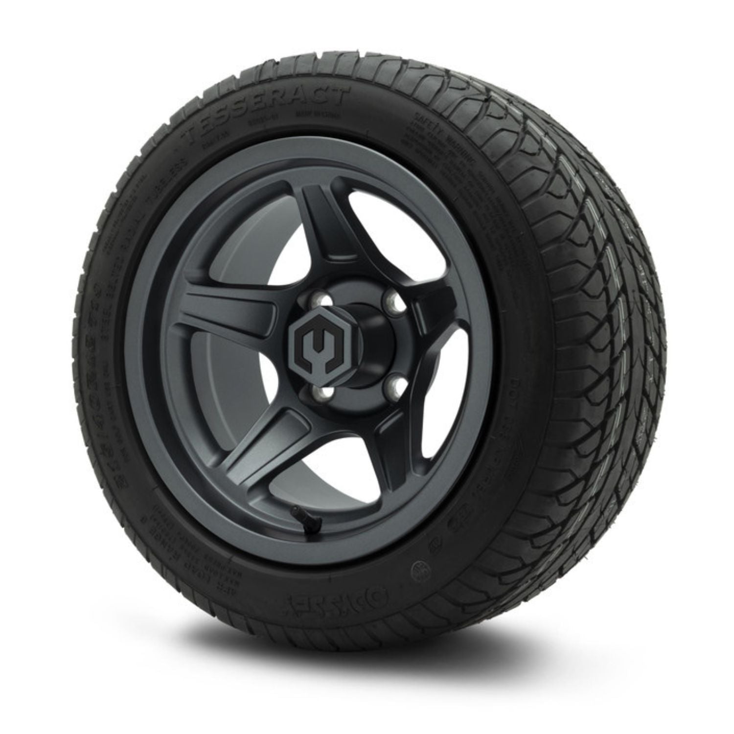 MODZ® 12" Drift Gunmetal Wheels & Street Tires Combo (Odyssey Tesseract Steel-Belted Radial 215/40-R12)