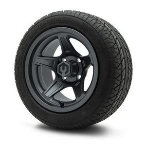 MODZ® 12" Drift Gunmetal Wheels & Street Tires Combo (Odyssey Tesseract Steel-Belted Radial 215/40-R12)