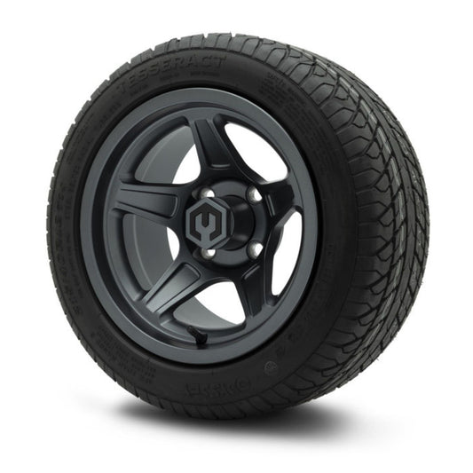 MODZ® 12" Drift Gunmetal Wheels & Street Tires Combo (Odyssey Tesseract Steel-Belted Radial 215/40-R12)