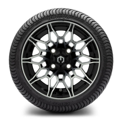 MODZ® 12" Galaxy Machined Black Wheels & Street Tires Combo (Arisun Cruze 215/35-12)