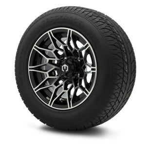 MODZ® 12" Galaxy Machined Black Wheels & Street Tires Combo (Odyssey Tesseract Steel-Belted Radial 215/50-R12)