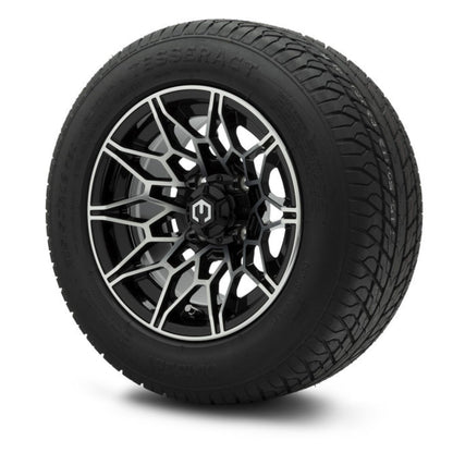 MODZ® 12" Galaxy Machined Black Wheels & Street Tires Combo (Odyssey Tesseract Steel-Belted Radial 215/50-R12)