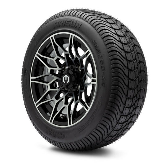 MODZ® 12" Galaxy Machined Black Wheels & Street Tires Combo (Arisun Cruze 215/50-12)