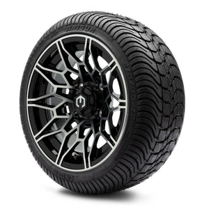 MODZ® 12" Galaxy Machined Black Wheels & Street Tires Combo (Arisun Cruze 215/35-12)