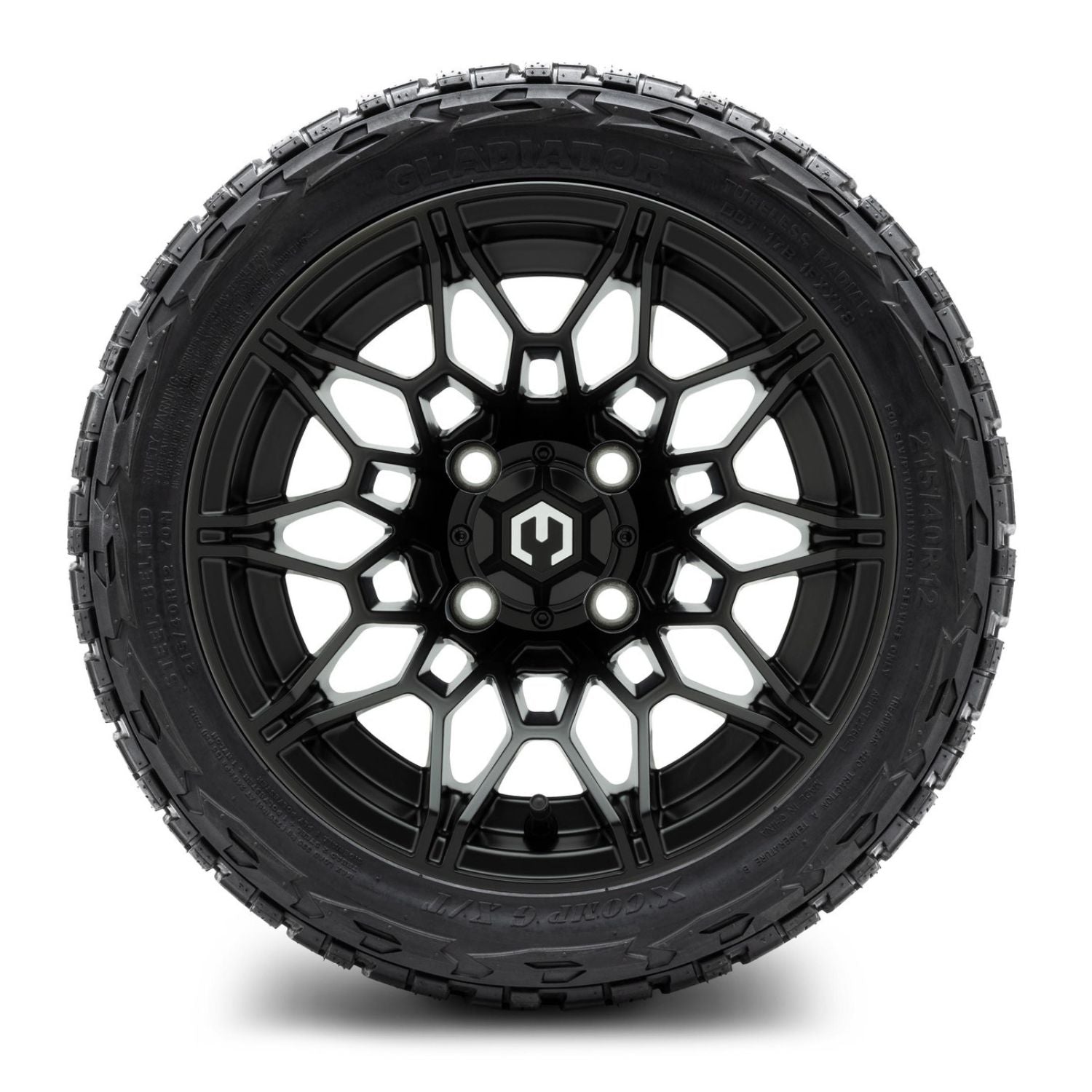 MODZ® 12" Galaxy Matte Black Wheels & Off-Road Tires Combo (Xcomp Gladiator Radial 215/40R-12)