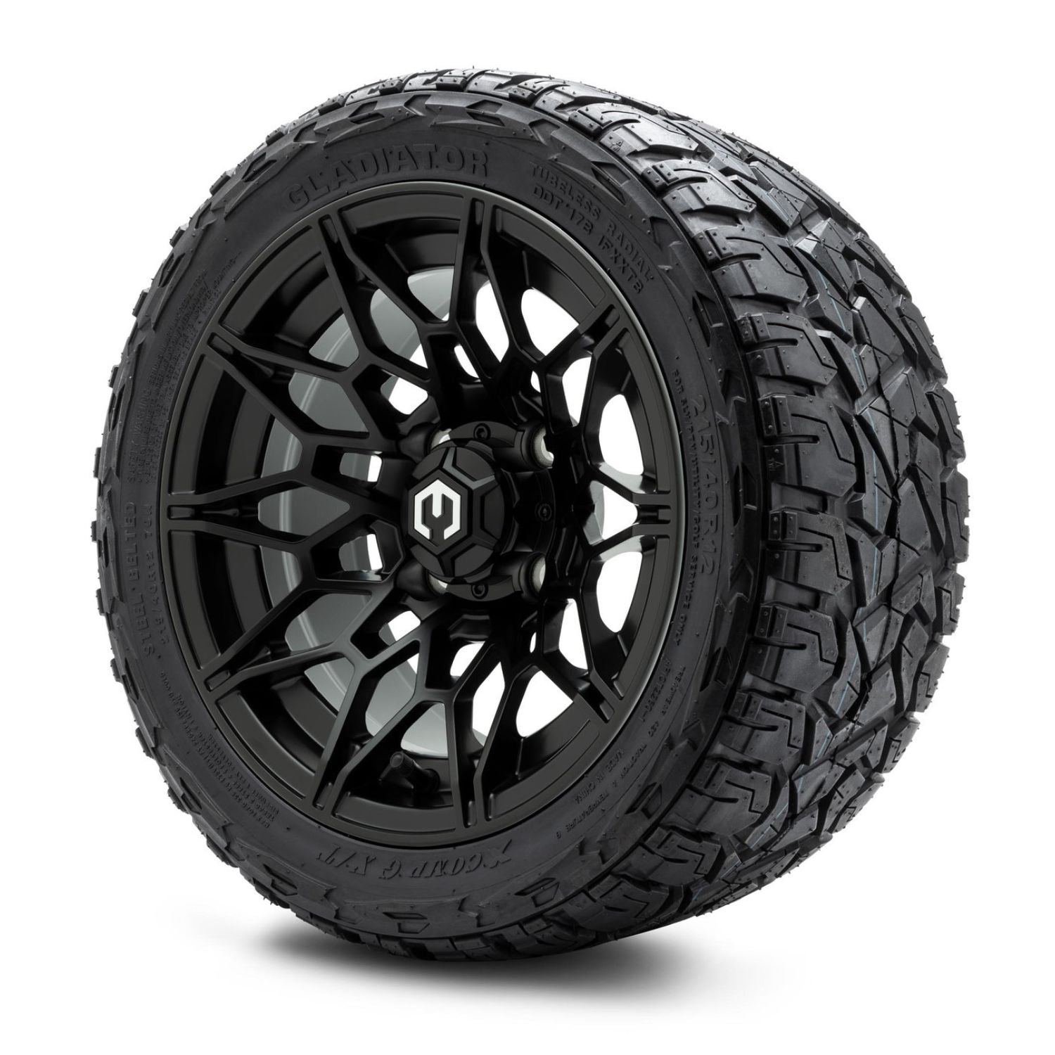 MODZ® 12" Galaxy Matte Black Wheels & Off-Road Tires Combo (Xcomp Gladiator Radial 215/40R-12)