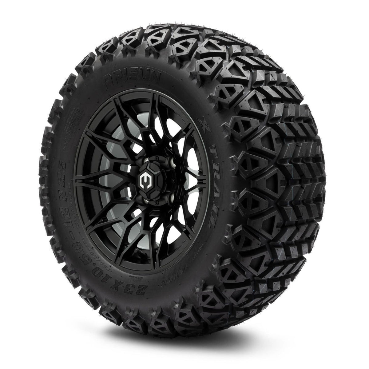 MODZ® 12" Galaxy Matte Black Wheels & Off-Road Tires Combo (Arisun X-Trail All-Terrain 23x10.50-12)