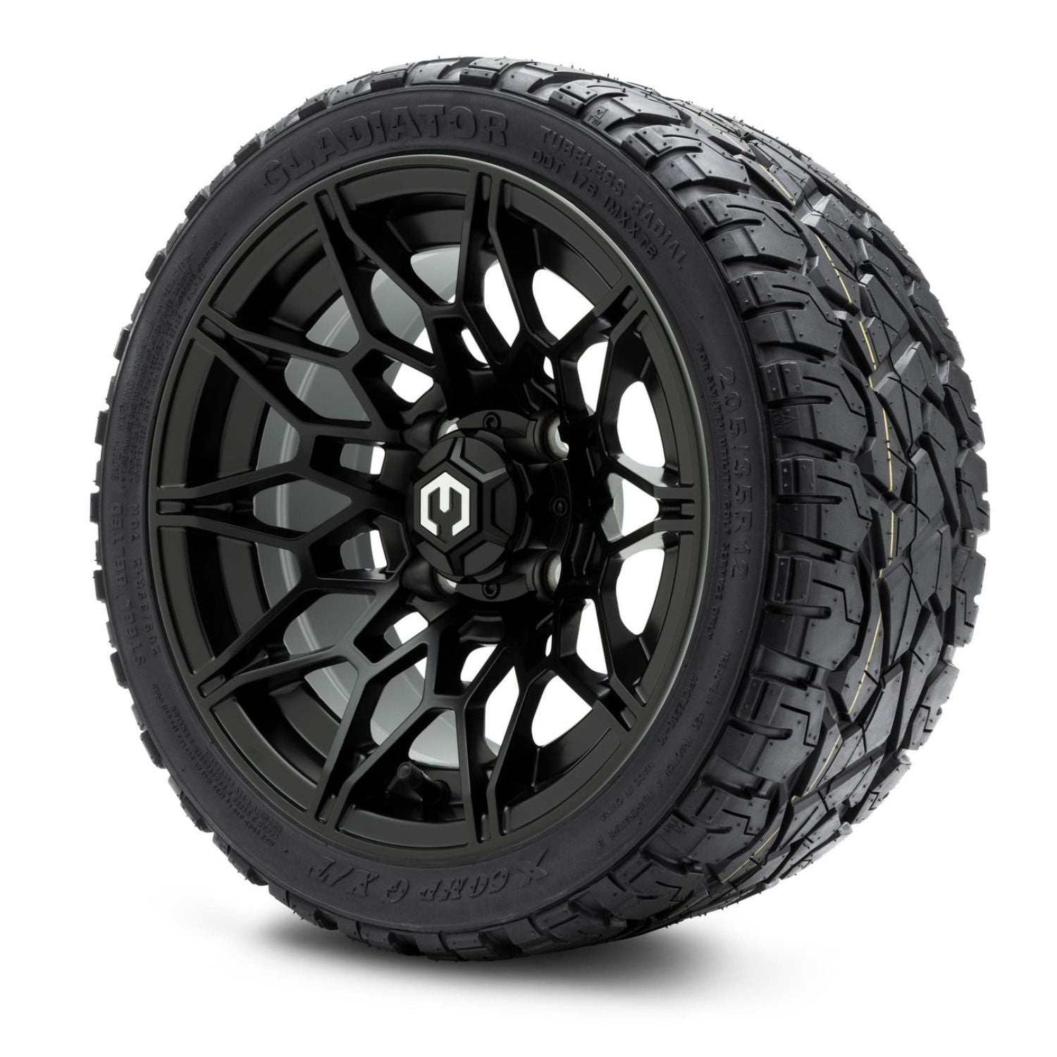 MODZ® 12" Galaxy Matte Black Wheels & Off-Road Tires Combo (Xcomp Gladiator Radial 205/35R-12)
