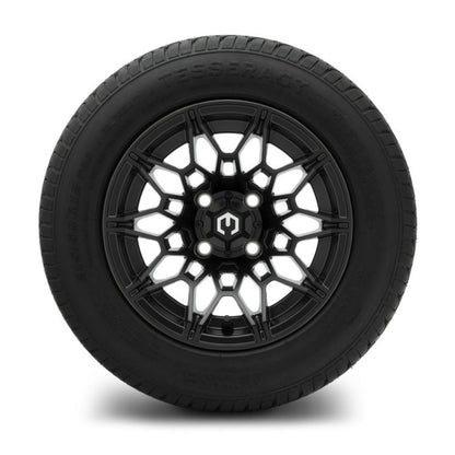 MODZ® 12" Galaxy Matte Black Wheels & Street Tires Combo (Odyssey Tesseract Steel-Belted Radial 215/50-R12)