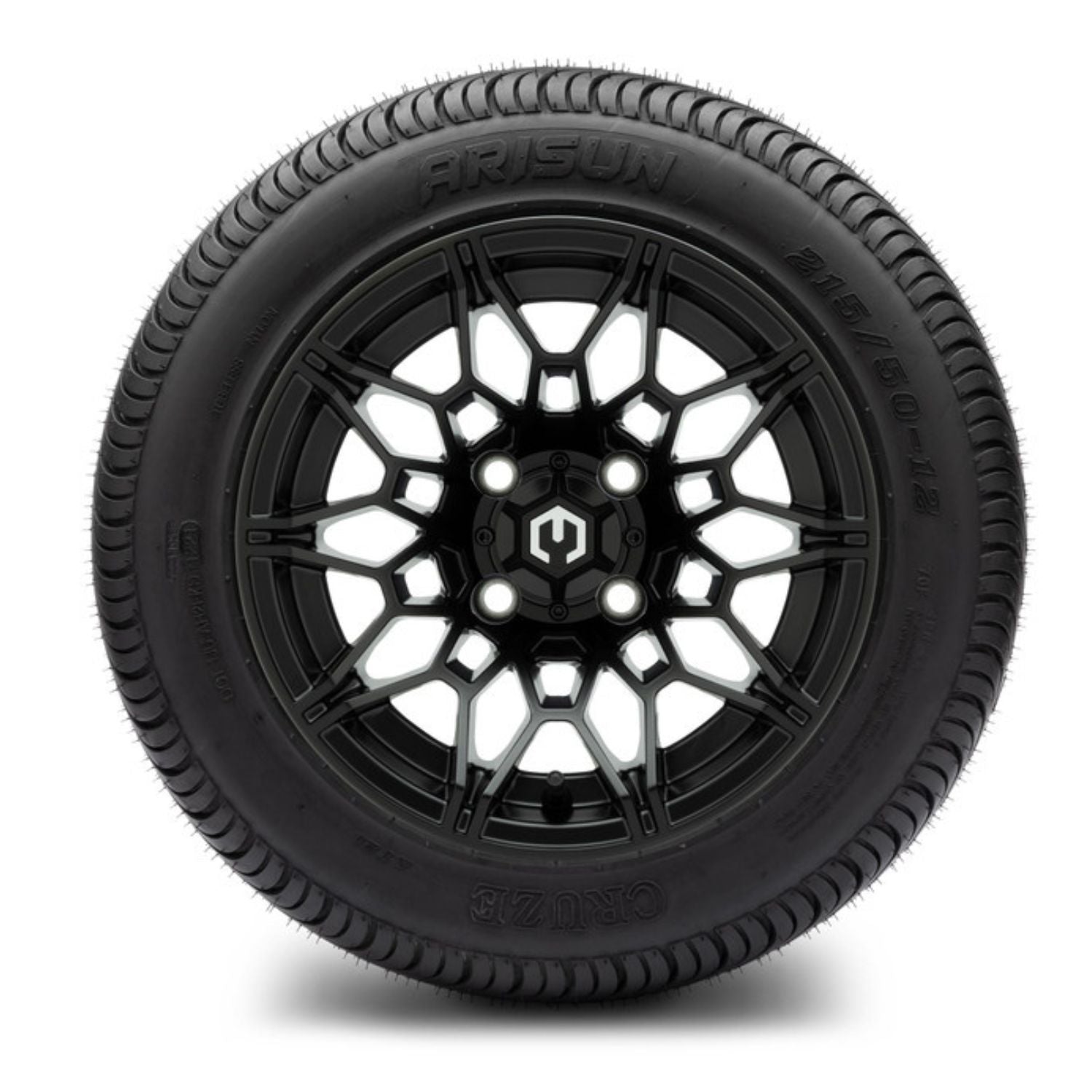 MODZ® 12" Galaxy Matte Black Wheels & Street Tires Combo (Arisun Cruze 215/50-12)