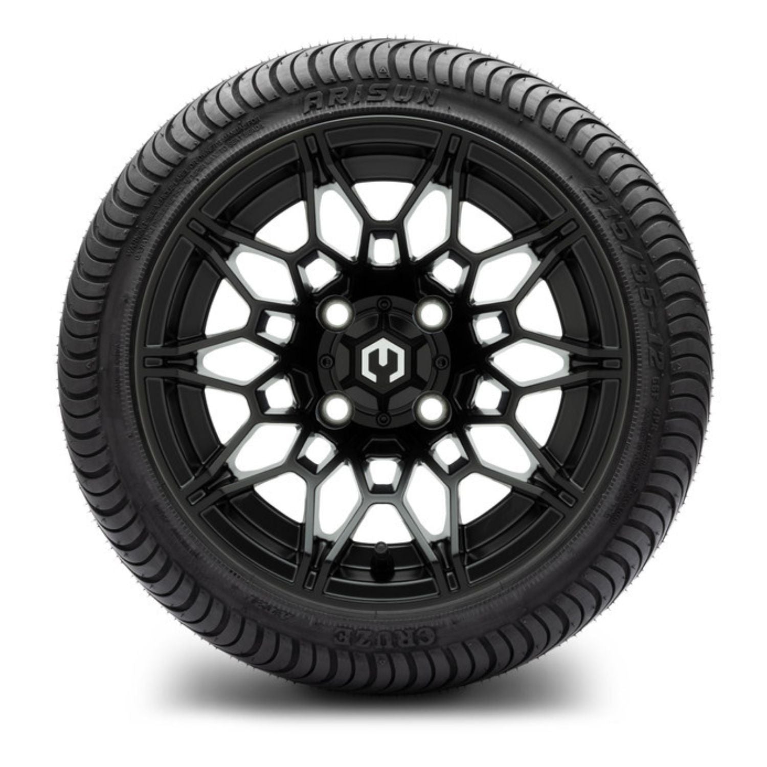MODZ® 12" Galaxy Matte Black Wheels & Street Tires Combo (Arisun Cruze 215/35-12)